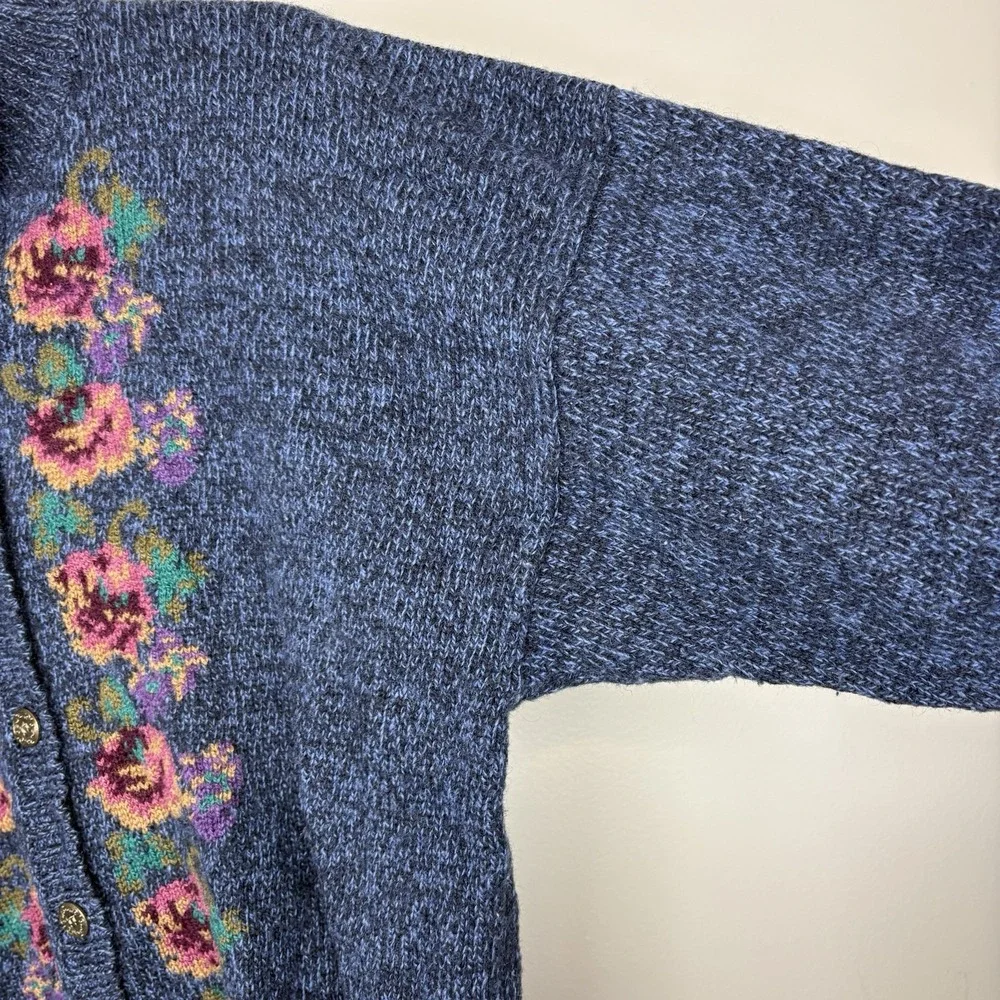 Vtg Women's Eddie Bauer Wool Blend Cardigan Sweater Grannycore Grandma Sz L - Picture 6 of 14